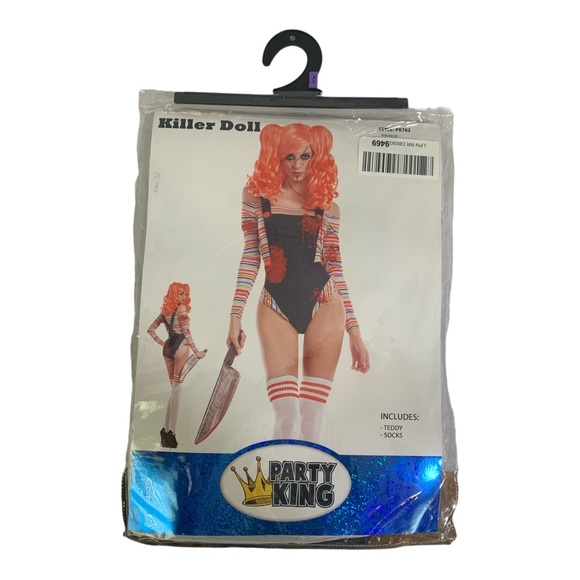 Sexy Party King Killer Doll Chucky Bloody Bodysuit Costume PK762 Teddy Socks XL - Picture 4 of 5